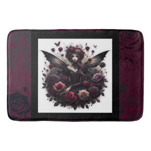 Tapis De Bain Fées de forêt gothique foncée Floral Roses Bourgog