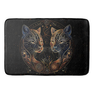 Tapis De Bain Feline artistique Cercle Twin Cats