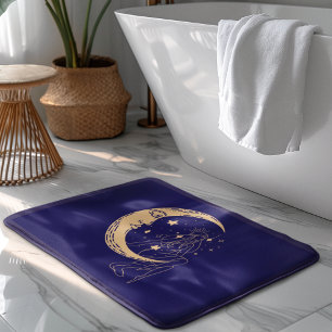Tapis De Bain Femme céleste lune & étoiles,boho,élégant or