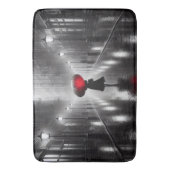 Tapis De Bain Femme Dans La Pluie Avec Parapluie Rouge (devant Vertical)