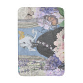 Tapis De Bain Femme élégante bleue Robe florale fantaisie  (Devant (Vertical))