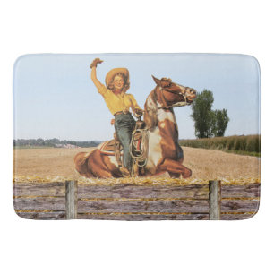 Tapis De Bain Femme Occidentale vintage À Cheval Agitant