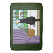 Tapis De Bain Fenêtre Chat noir regardant dehors (devant Vertical)