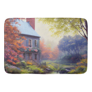 Tapis De Bain Ferme/cours d'eau/bois/peinture