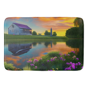 Tapis De Bain Ferme Purple Roof Pond à Sunrise