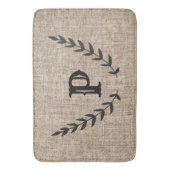 Tapis De Bain Ferme rustique Burlap & Black Botanical Laurel (devant Vertical)