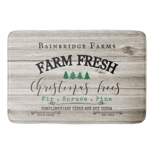 Tapis De Bain Fermes de Noël rustiques Nom de famille (Devant)