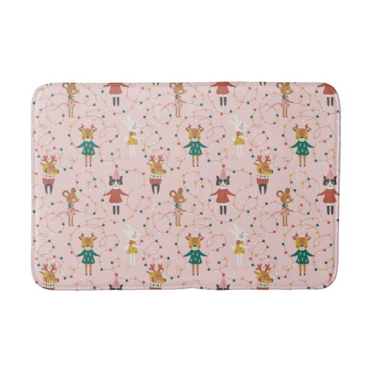 Tapis De Bain Festif Animal amis Motif de Noël (Devant)