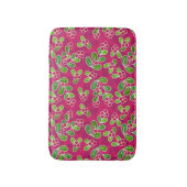 Tapis De Bain Festif Motif de feuillage de canneberge, Fuchsia (Devant (Vertical))