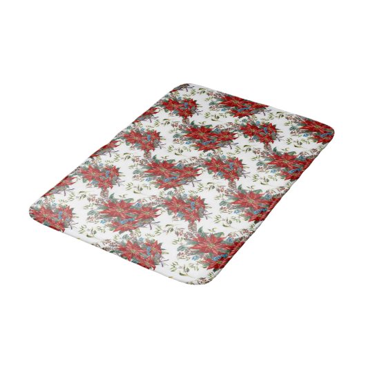 Tapis De Bain Festif Rich Poinsettia fleur Bain Mat (Angle)