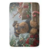 Tapis De Bain Festive de Noël de Chien Airedale (devant Vertical)