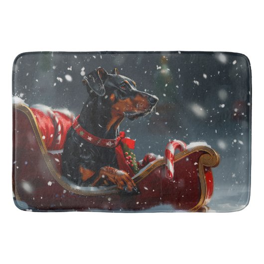 Tapis De Bain Festive de Noël de chien Doberman (Devant)