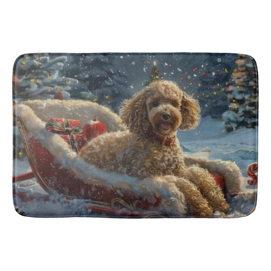 Tapis De Bain Festive de Noël du chien de caniche (Devant)