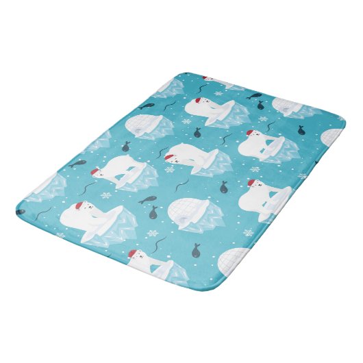Tapis De Bain Fête de l'ours polaire (Angle)