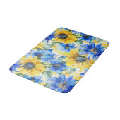 Tapis De Bain Fête de mariage Fleurs Jaunes Bleus (Angle)