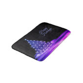 Tapis De Bain Fête de Noël Arbre Rose Bleu Hiver Noir Rustique (Angle)