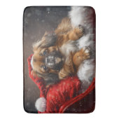 Tapis De Bain Fête de Noël de Chien Espagnol Tibétain (devant Vertical)