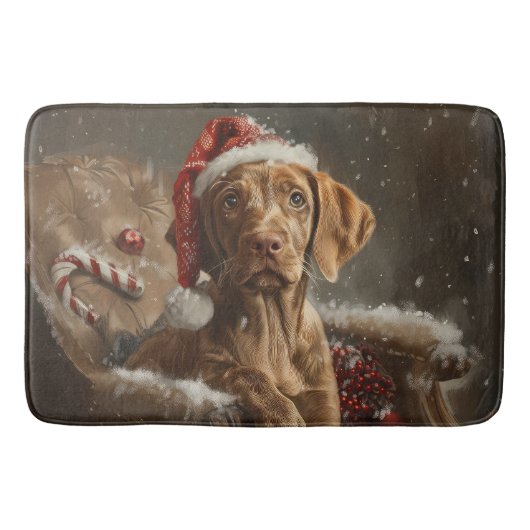 Tapis De Bain Fête de Noël de Chien Vizsla (Devant)