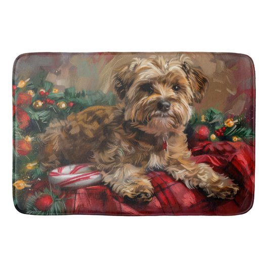 Tapis De Bain Fête de Noël de Chien Yorkipoo (Devant)