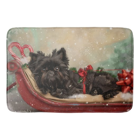 Tapis De Bain Fête de Noël du chien Affenpinscher (Devant)