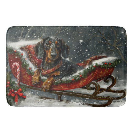 Tapis De Bain Fête de Noël du chien Dachshund (Devant)