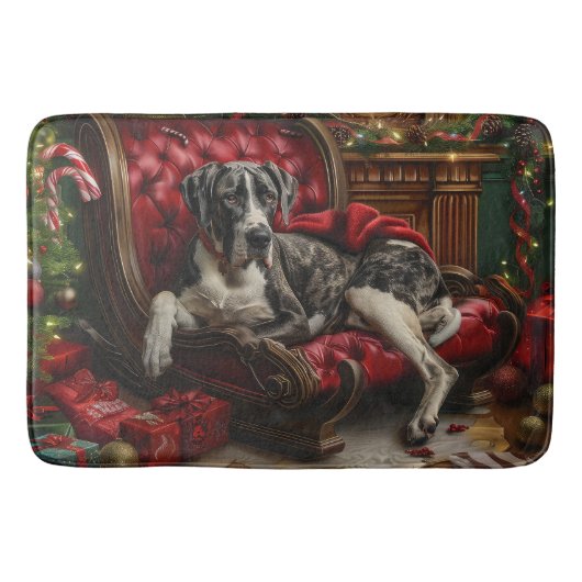 Tapis De Bain Fête de Noël du chien Danse (Devant)
