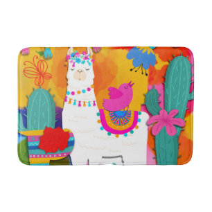 Tapis De Bain Fête Llama Cinco De Mayo Coloré Amusement Aquarell