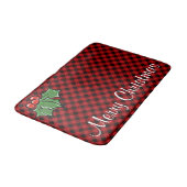 Tapis De Bain Fêtes Red Plaid Holly feuilles (Angle)