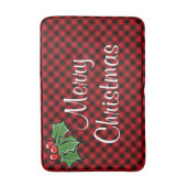 Tapis De Bain Fêtes Red Plaid Holly feuilles (Devant (Vertical))