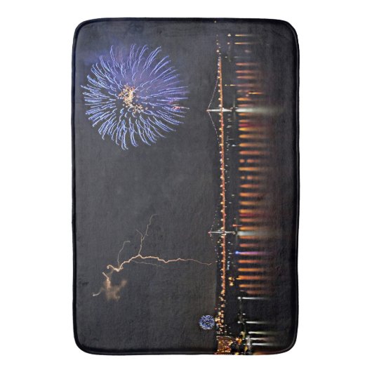 Tapis De Bain Feu D'artifice Avec Éclair (devant Vertical)