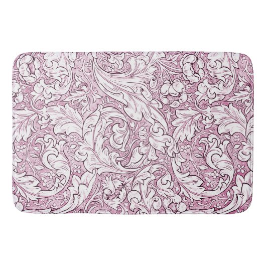 Tapis De Bain Feuillage baroque orné rose (Devant)