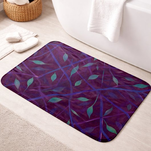 Tapis De Bain Feuillage de couleur bijou bordeaux foncé