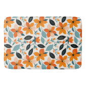 Tapis De Bain Feuillage et fleurs orange et bleu (Devant)