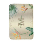Tapis De Bain Feuillage floral tropique Monogramme Script Gold F (Devant (Vertical))
