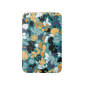 Tapis De Bain Feuillage Turquoise Aqua bleu moutarde noir blanc (Devant (Vertical))
