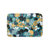 Tapis De Bain Feuillage Turquoise Aqua bleu moutarde noir blanc (Devant)