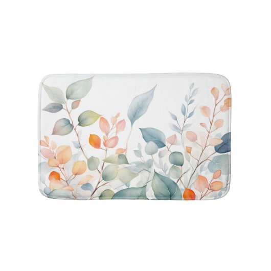 Tapis De Bain Feuillage Vert Bleu Orange Feuilles (Devant)
