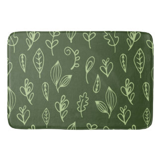 Tapis De Bain Feuillage Vert sur Fond Vert Foncé