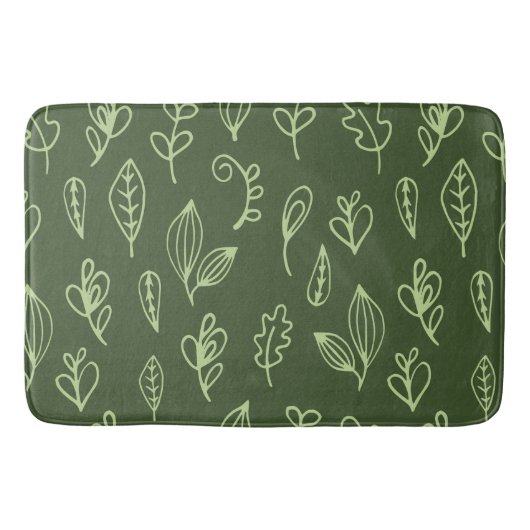 Tapis De Bain Feuillage Vert sur Fond Vert Foncé (Devant)