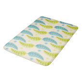 Tapis de bain feuille Chartreuse et Aqua (Angle)