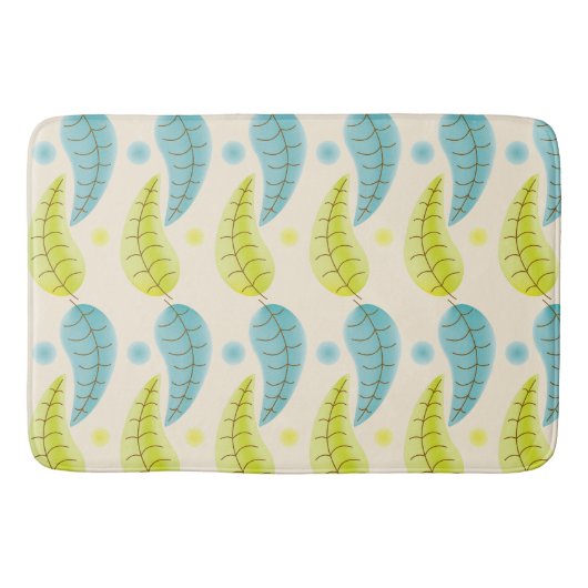 Tapis de bain feuille Chartreuse et Aqua (Devant)