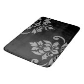 Tapis De Bain Feuille Damas Art I Gris sur noir (Angle)