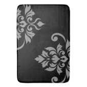 Tapis De Bain Feuille Damas Art I Gris sur noir (devant Vertical)
