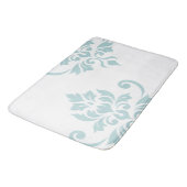 Tapis De Bain Feuille Damask Art I Duck Egg bleu sur blanc (Angle)