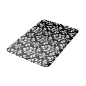Tapis De Bain Feuille Damask Patte blanc sur noir (Angle)