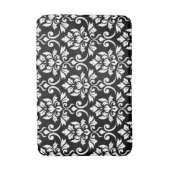 Tapis De Bain Feuille Damask Patte blanc sur noir (Devant (Vertical))