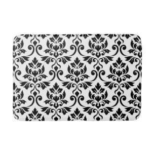 Tapis De Bain Feuille Damask Patte Noir