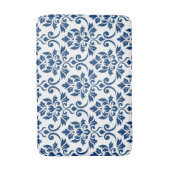 Tapis De Bain Feuille Damask Pattern bleu foncé sur blanc (Devant (Vertical))
