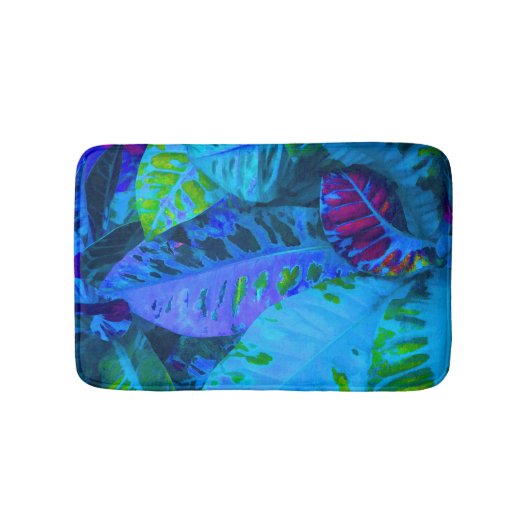 Tapis De Bain Feuille tropical bleu (Devant)