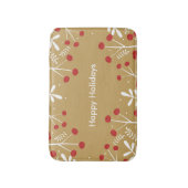 Tapis De Bain Feuilles blancs & Berries Gold Noël (Devant (Vertical))